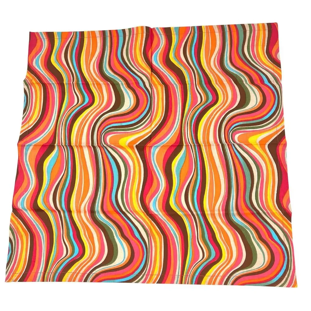 Crate&Barrel psychedelic multicolor waves table runner and napkin set
